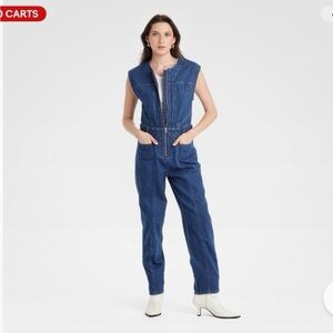 Universal Thread Women's Sleeveless Blue Denim Overalls